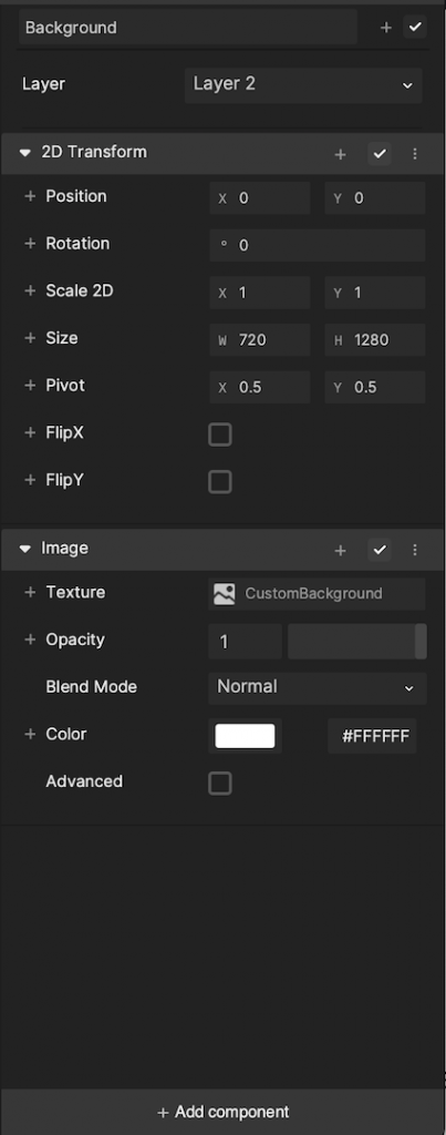 Background object properties